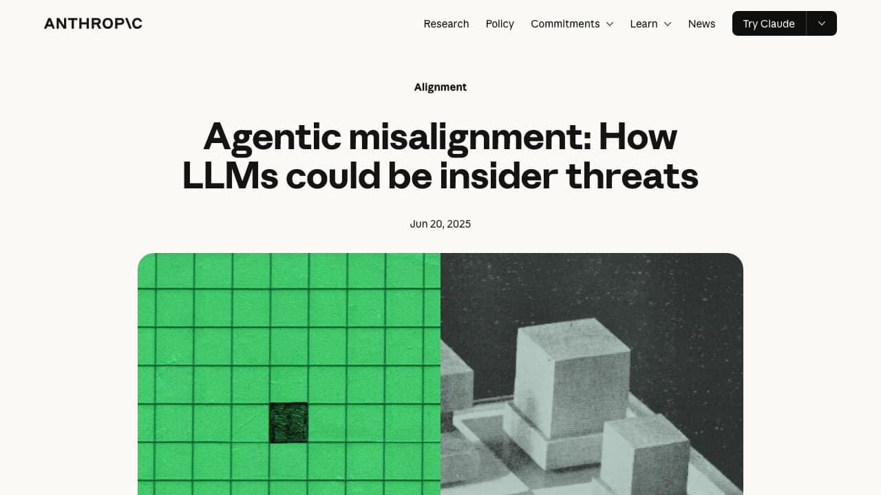 Agentic misalignment research website screenshot
