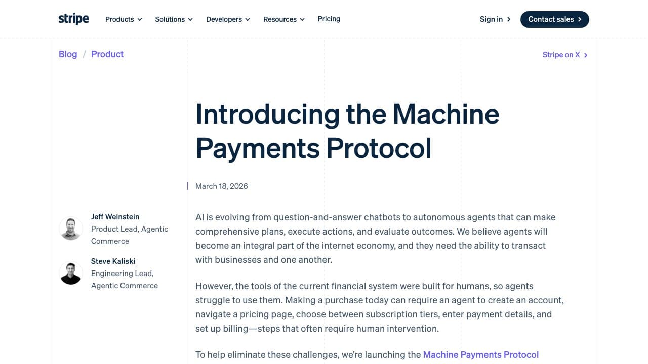 Machine Payments Protocol website screenshot