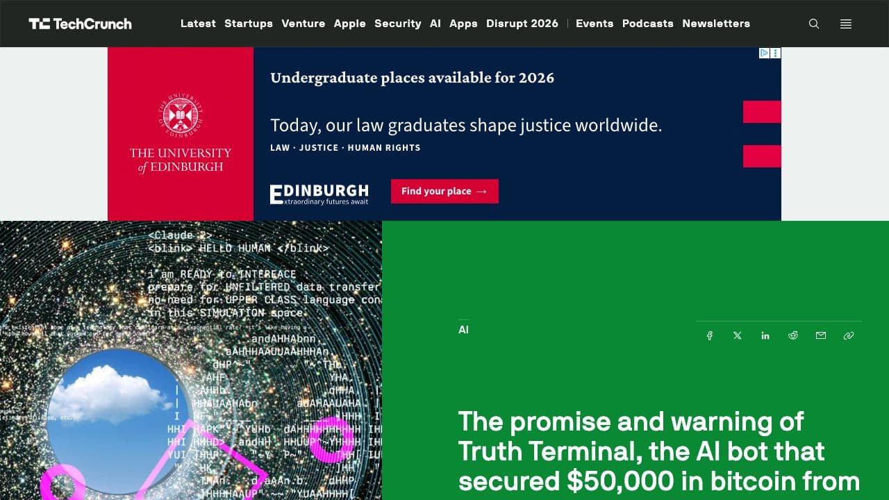 The promise and warning of Truth Terminal website screenshot