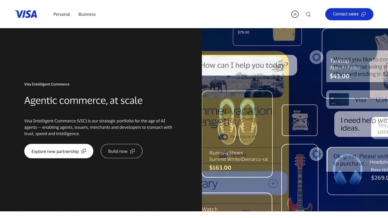 Visa Intelligent Commerce website screenshot